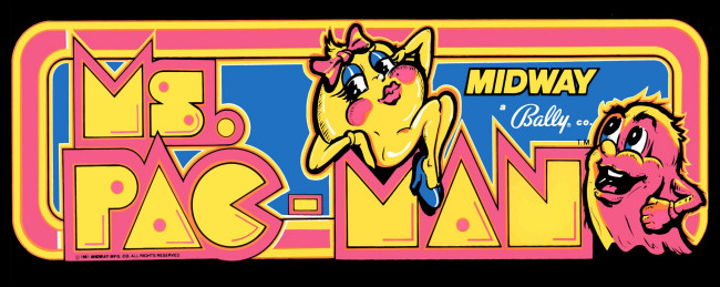 The Ms. Pac-Man arcade marquee.