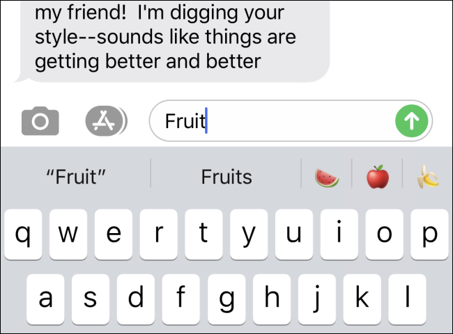 Seeing fruit emoji search results in Apple Message