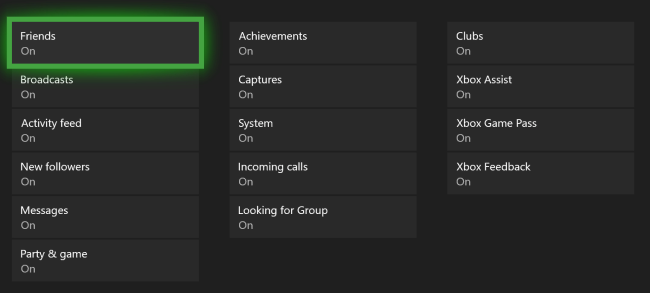 Xbox One Xbox Notifications Menu