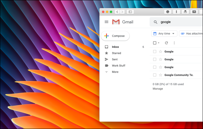 Cleaned up Gmail sidebar without Google Hangouts or Google Meet section