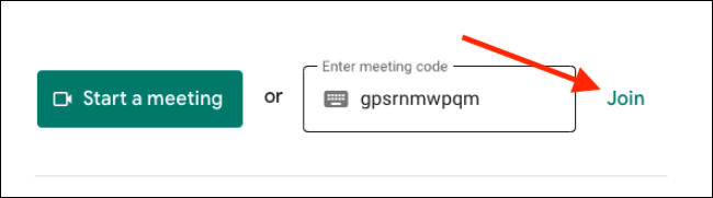 Enter the meeting code and click Join
