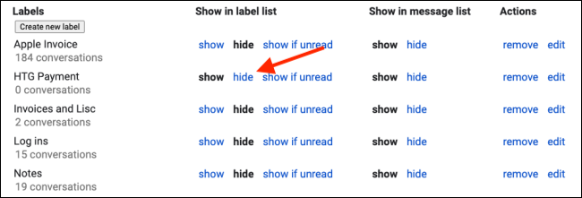 Hide personal labels from Gmail sidebar