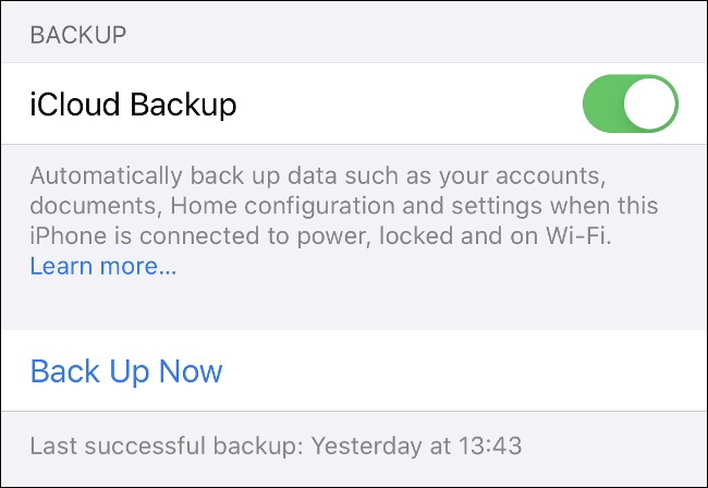 Toggle-On the "iCloud Backup" option in iOS "Settings."