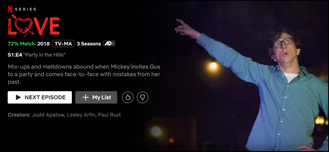 The "Love" watch page on Netflix.