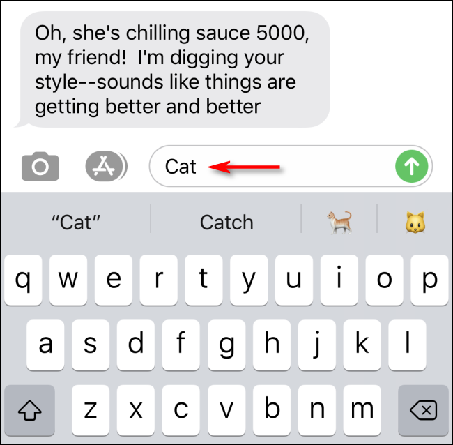 Type in messages to see predictive text emoji search