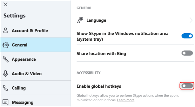 Skype Disable Global Hotkeys