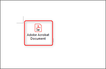 PDF file displayed as an icon in Word