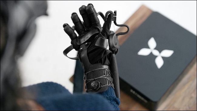 The HaptX VR arm in use