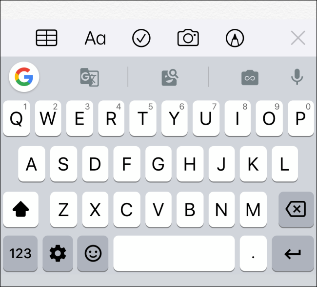 Gboard keyboard enabled on iPhone