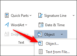 Object option from Object menu