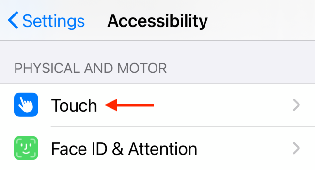 Select Touch from Accessibility
