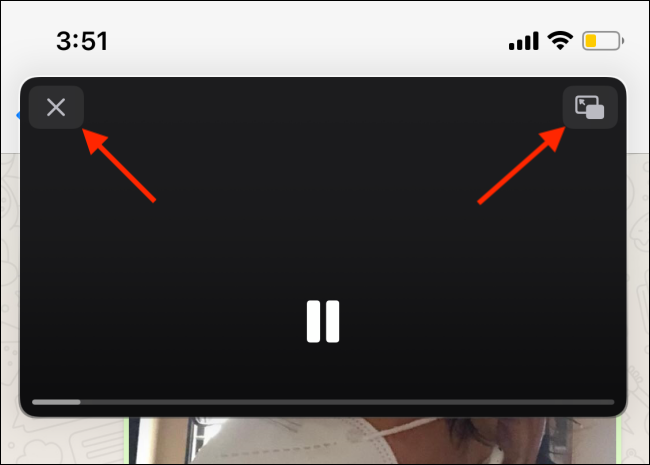 Tap Close or picture in picture button from Netflix