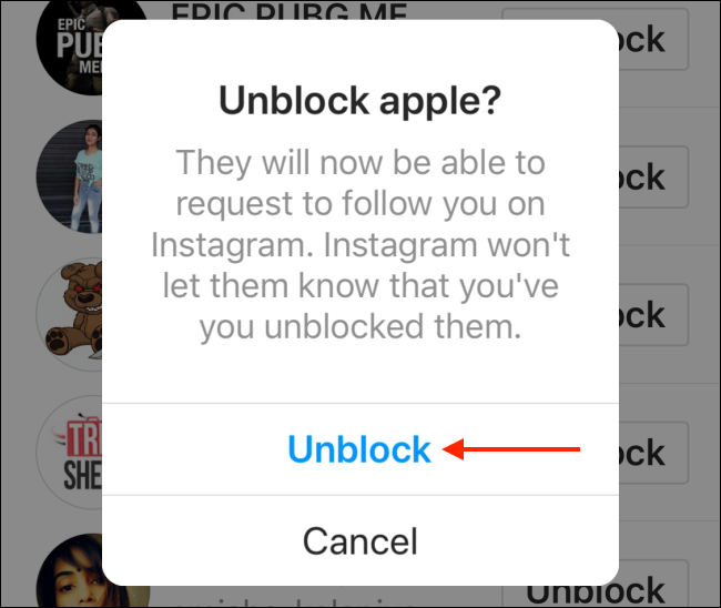 Tap "Unblock" again.