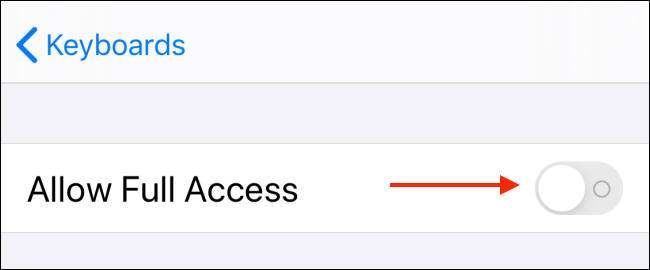 Tap on toggle next to Allow Full Access