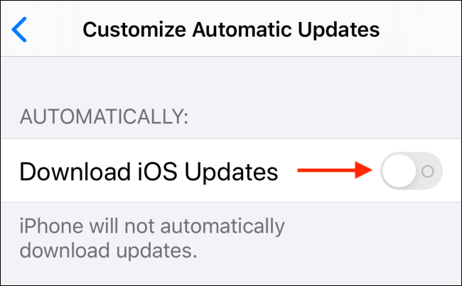 Tap toggle next to Download iOS Updates