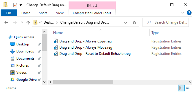 Drag and drop registry hacks for Windows 10