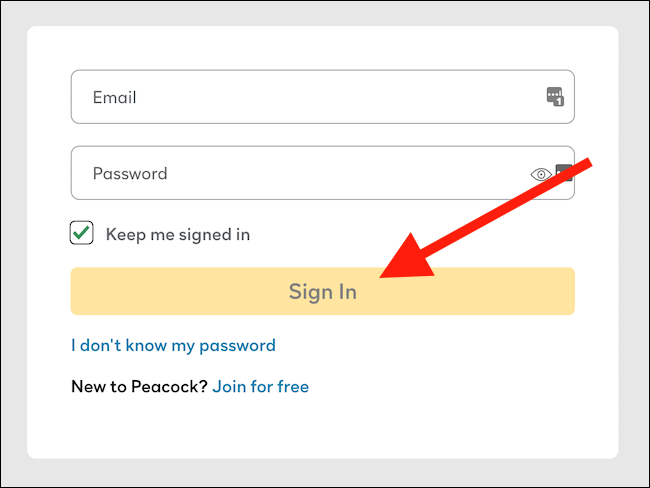 Enter your credentials and then select the "Sign In" button