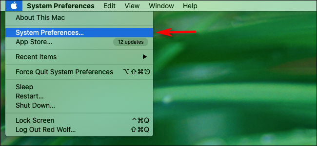 Click the Apple logo at the upper left, and then click "System Preferences."
