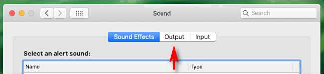 Click Output tab in Sound preferences on Mac