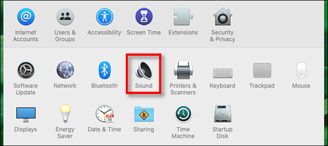 Click Sound icon in System Preferences on Mac