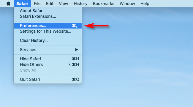Click Preferences in the menubar in Safari on Mac