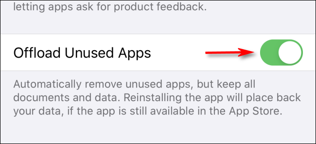 Toggle-On "Offload Unused Apps."