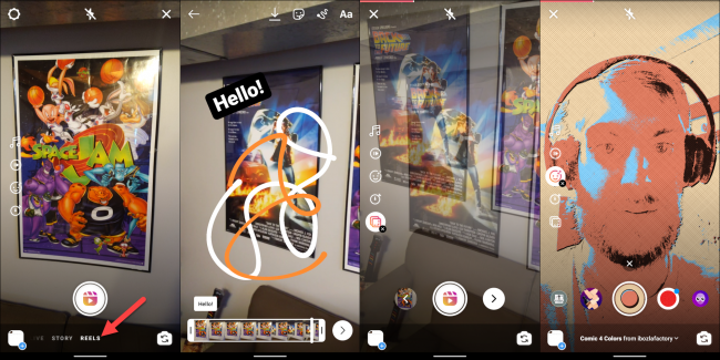 Two video clips in the Instagram Reels editor.