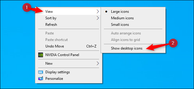 Hiding or showing all desktop icons on Windows