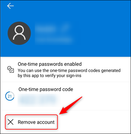 Tap "Remove Account" in Microsoft Authenticator.