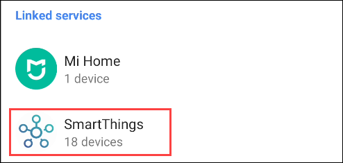 select smartthings from google home