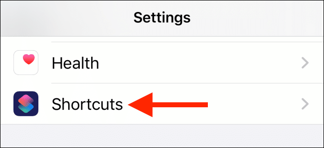 Select Shortcuts from Settings