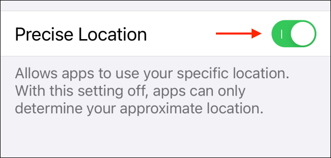 Tap Precise Location To Disable The Feature