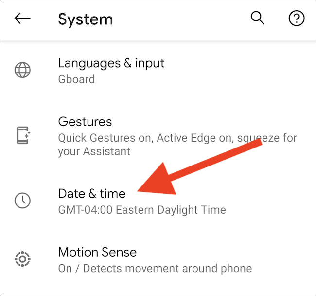 Tap the "Date & Time" option