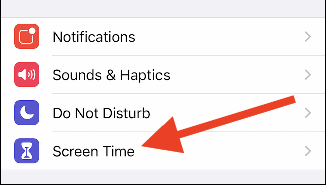 Tap the "Screen Time" option