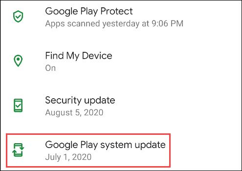 Tap "Google Play System Update."
