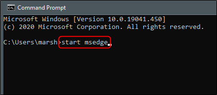 Command to start Edge normally