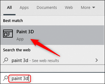 Search for Paint 3D