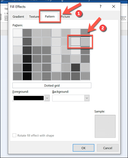 Click "Pattern," and then select either "Dotted Grid" or "Large Grid."