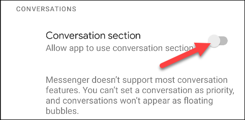 remove app from conversation section