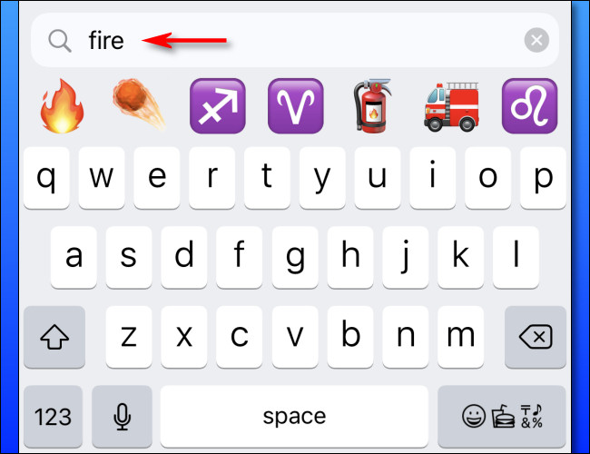 Type in a word in the emoji keyboard.