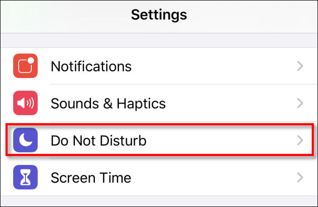 Tap "Do Not Disturb" in Settings on iPhone.