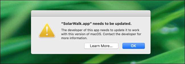 A 32-bit app warning in macOS 10.15 Catalina