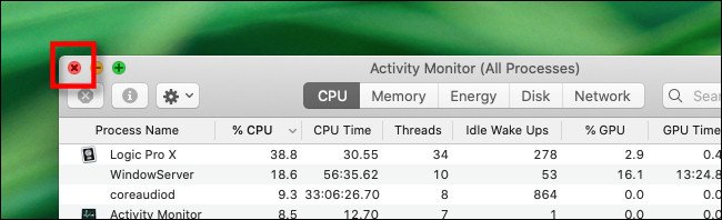 Close the Activity Monitor window on Mac.