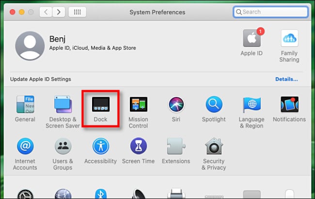 In System Preferences on Mac, click "Dock."