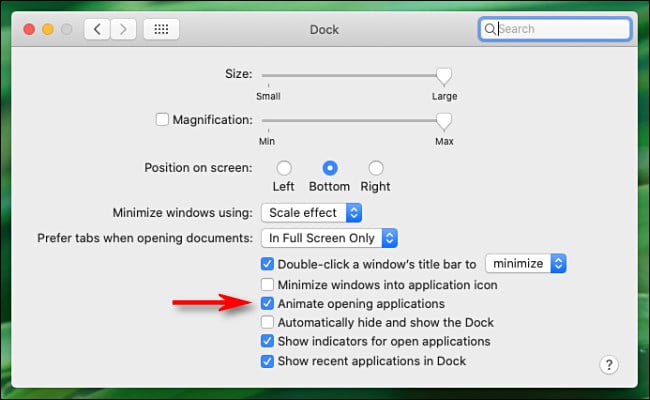 In "Dock" prefrences on Mac, uncheck "Animate opening applications."