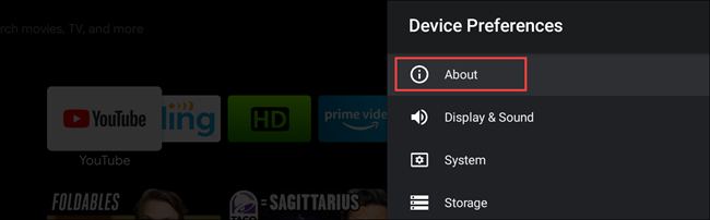 android tv about settings
