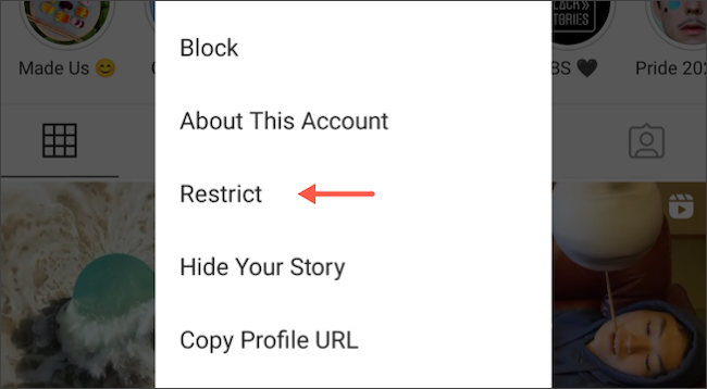 Restrict a user on Instagram app