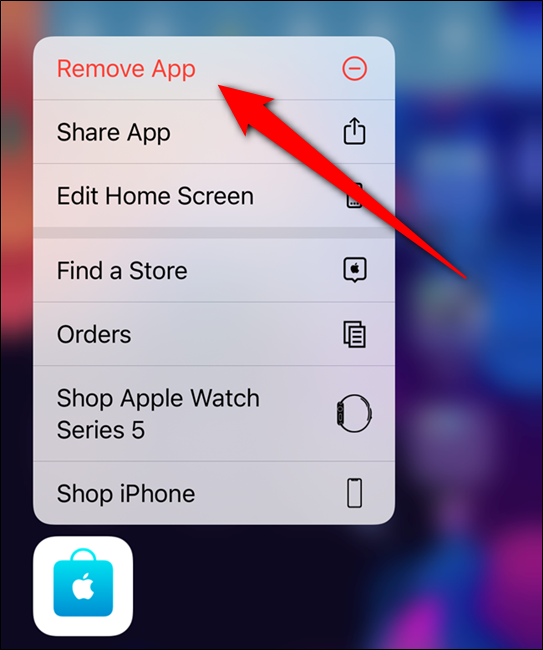Tap the "Remove App" option