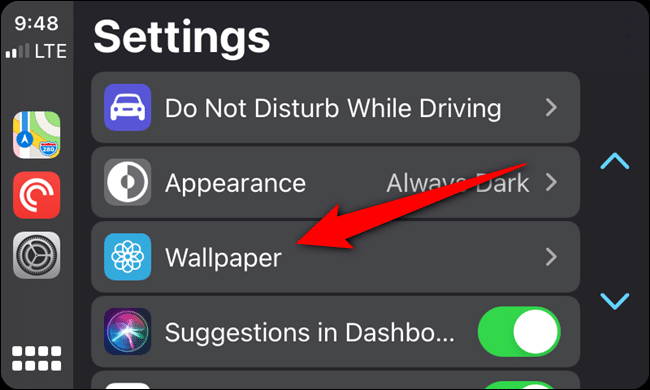 Tap the "Wallpaper" option from the list