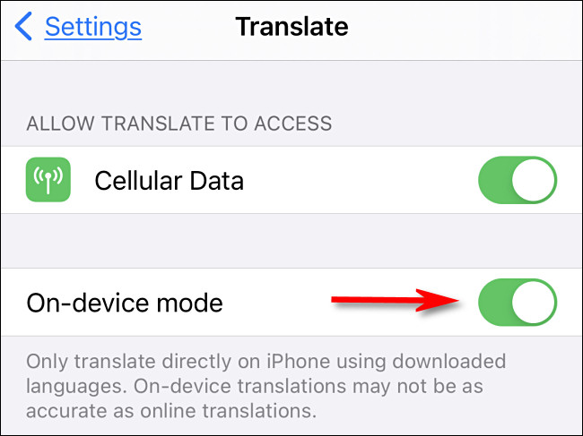 Toggle-On the "On-Device Mode" option.
